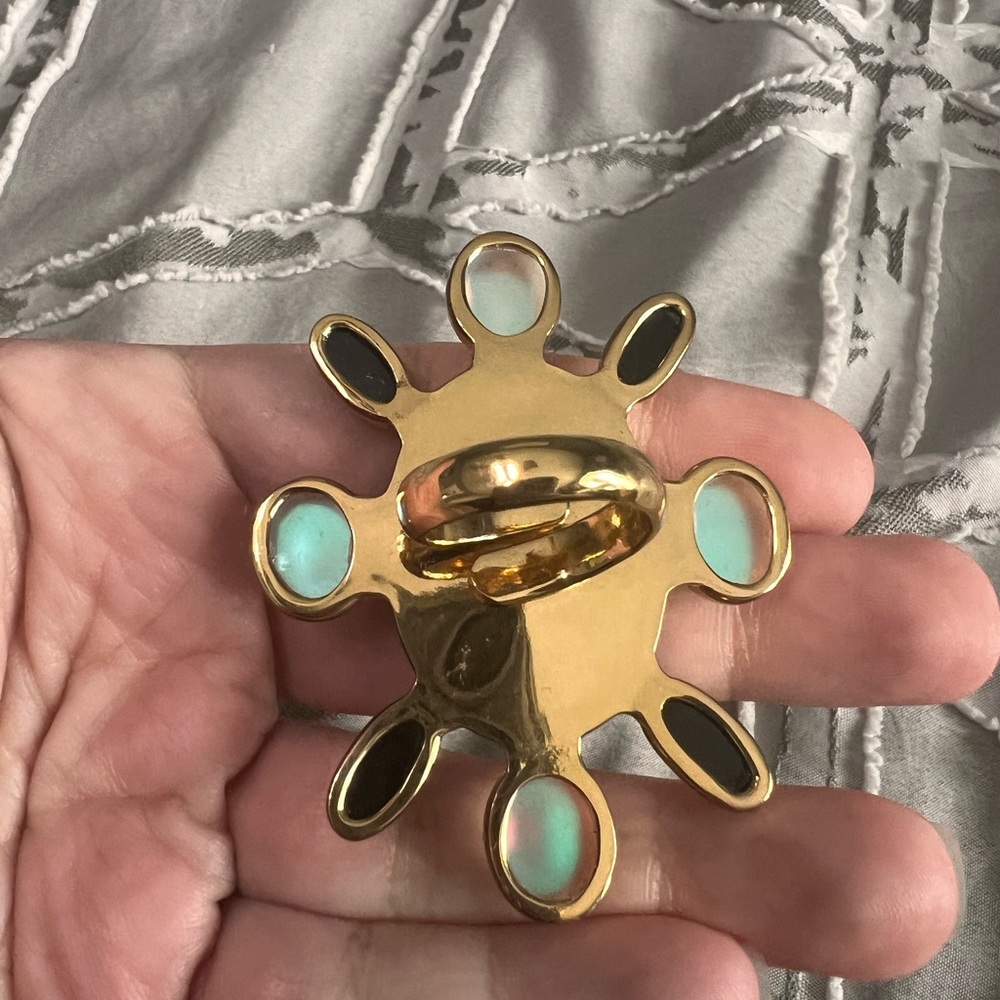 Agate, Luminite, Black Onyx Large Statement Ring - image 3